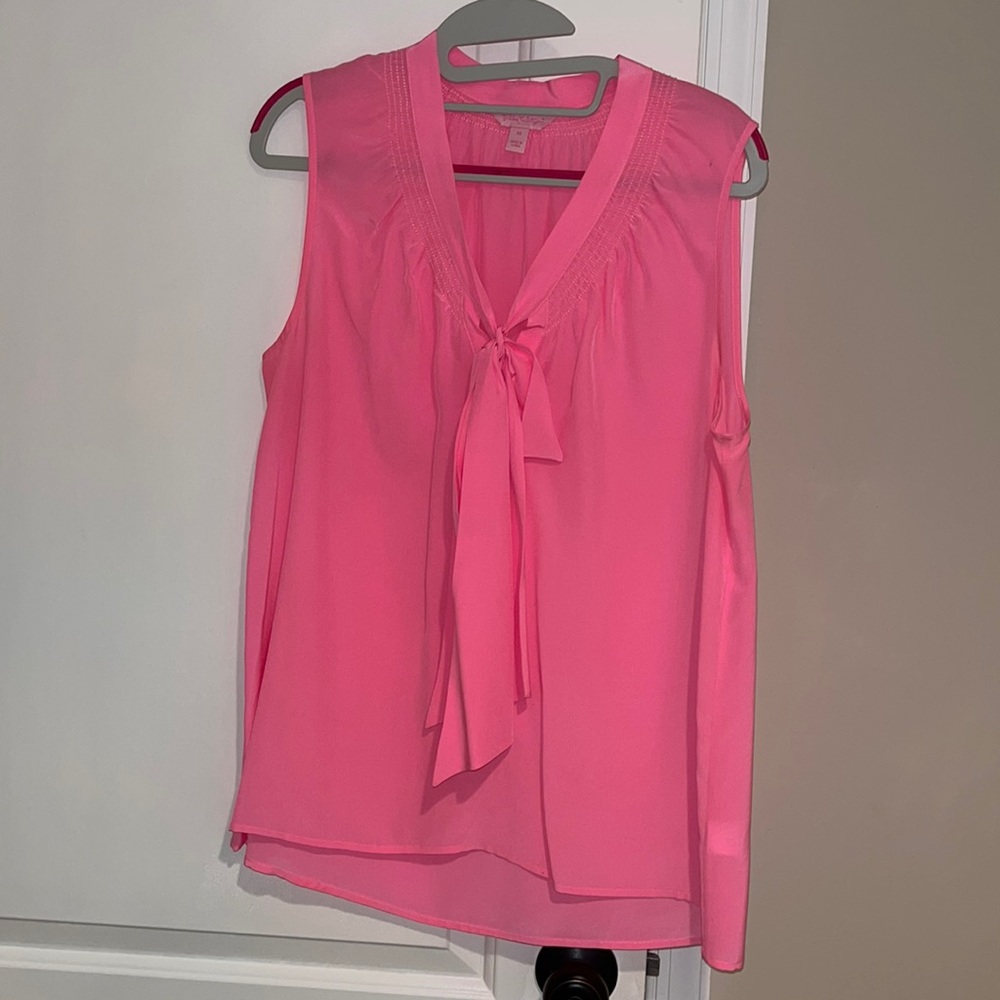 Pink silk Lilly Pulitzer sleeveless top with tie
